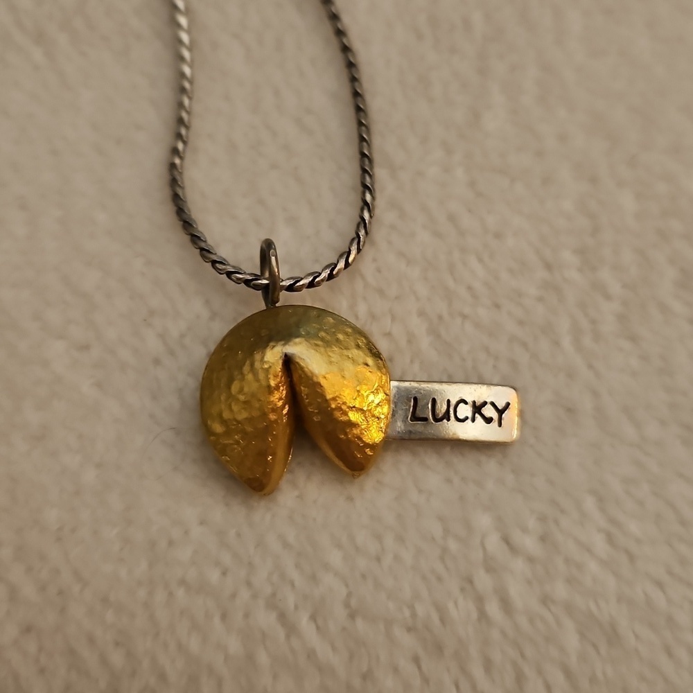 BRIGHTON Dainty Two-tone Lucky Fortune Cookie Pendant Necklace - Picture 3 of 6